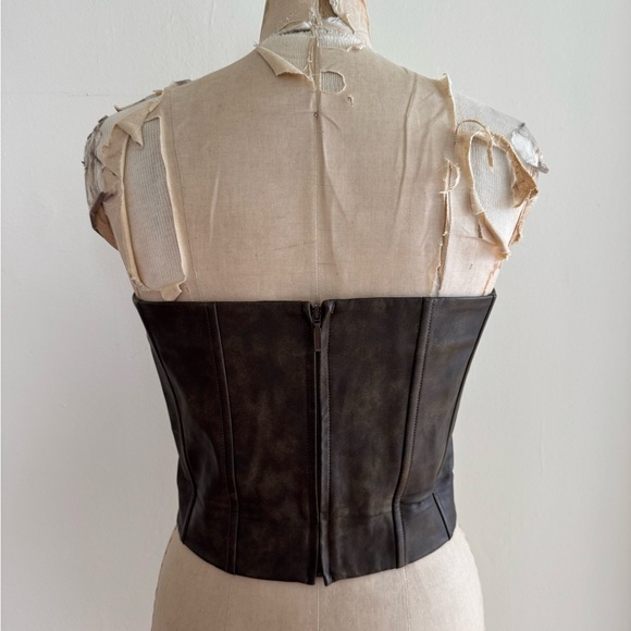 With Jean Althea corset top brown faux leather strapless large - Picture 7 of 10